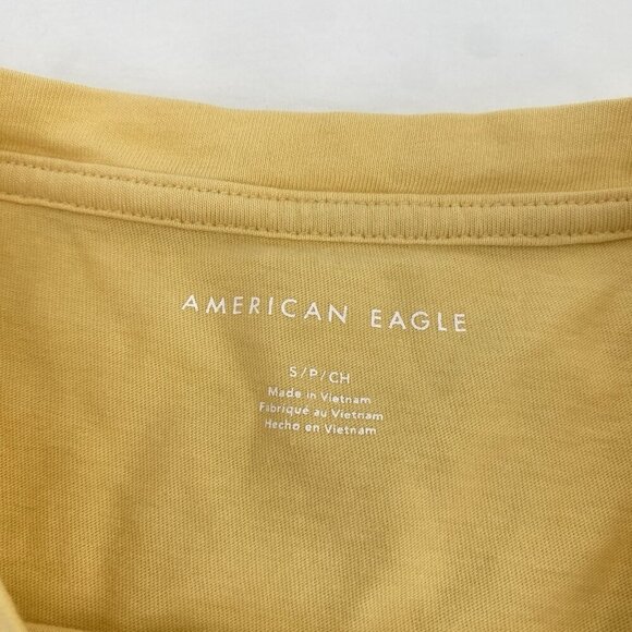 American Eagle Yellow Pocket Tee Short Sleeve Boxy Cropped Shirt Size Small - Picture 3 of 9